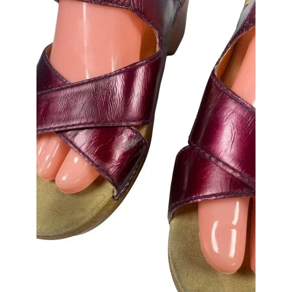 Dansko Sela Womens 41Sandals Eggplant Burgandy Leather Clogs Heels - Picture 7 of 11